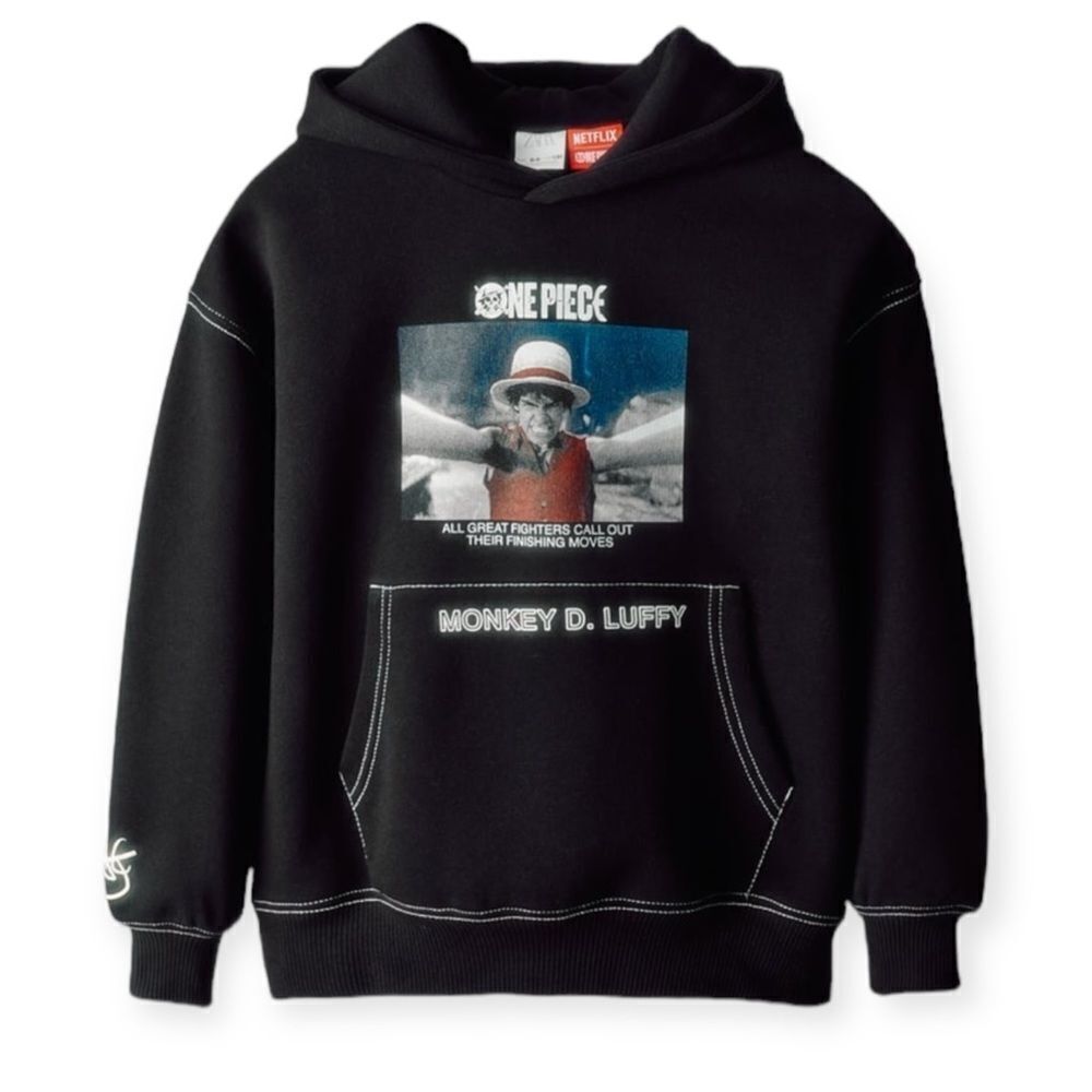 ZARA Kids Black One Piece Hoodie Sweatshirt NWT Size 8 - Picture 5 of 8